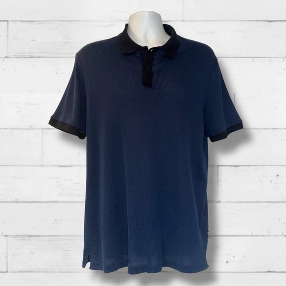 Hugo Boss Parlay 425 Polo Shirt Men’s XL Navy w/ Contrast Collar - Picture 1 of 14
